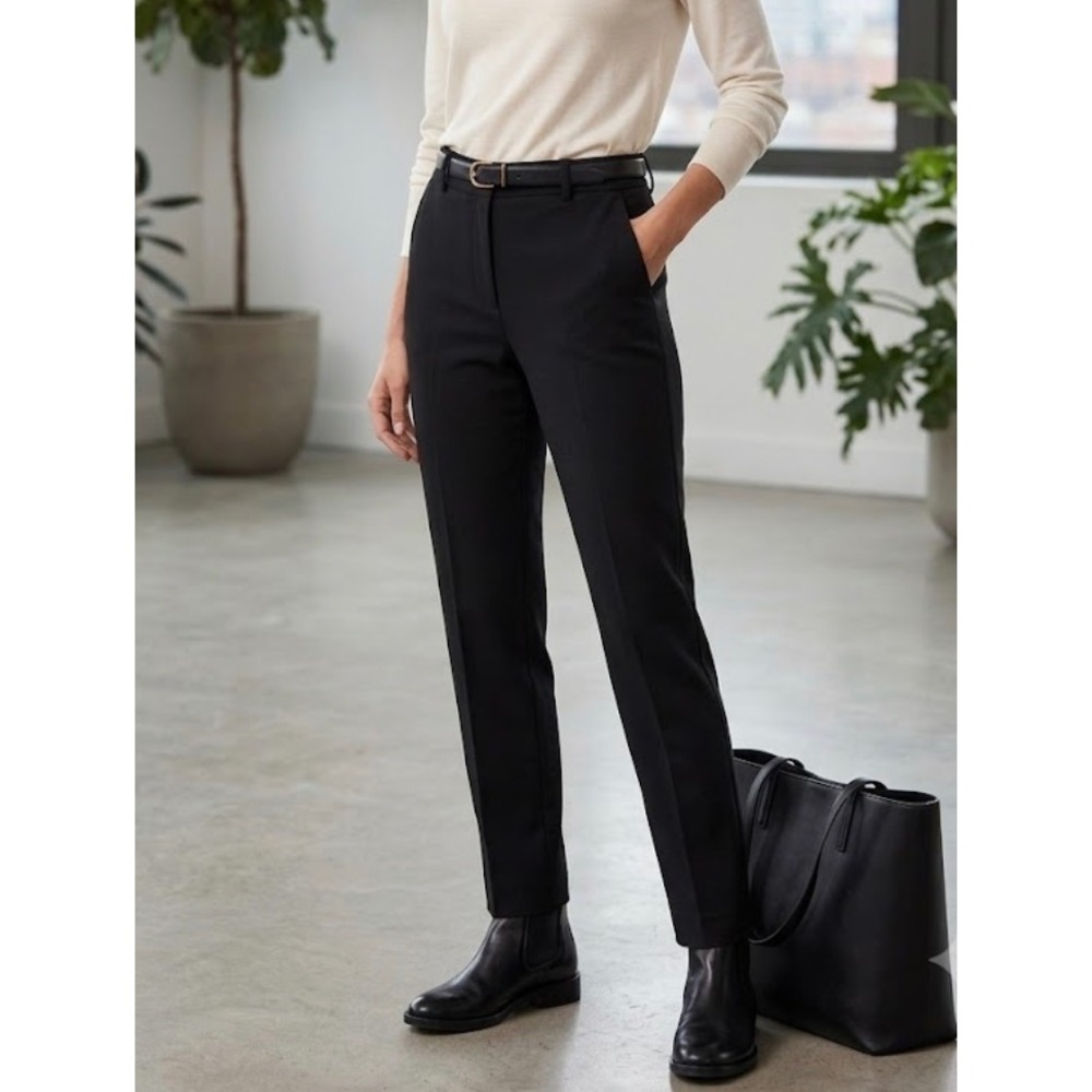 Talbots Hampshire Ankle Pant Black Petite 6P Stretch Slim Leg Career Trousers